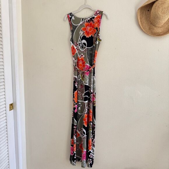 Cache Floral Geometric Colorful Sleeveless Y2K Maxi Dress w/ chain belt S - Picture 8 of 9
